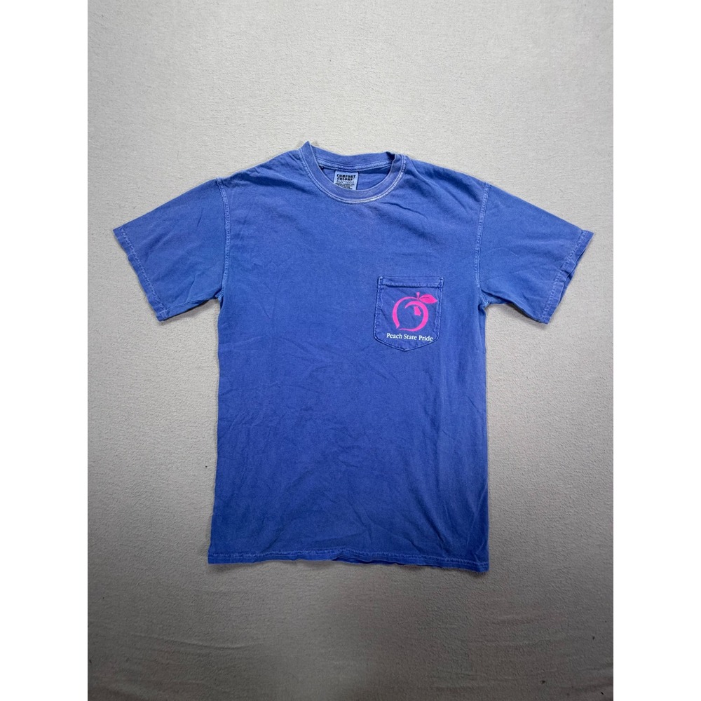 Comfort Colors Womens T-Shirt Regular Blue Peach State Pride Graphic Small